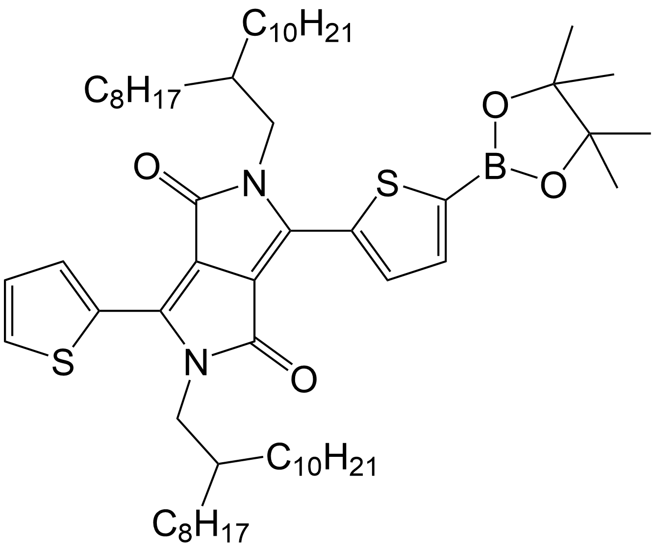 2,5-bis(2-octyldodecyl)-3-(5-(4,4,5,5-tetramethyl-1,3,2-dioxaborolan-2-yl)thiophen-2-yl)-6-(thiophen-2-yl)pyrrolo[3,4-c]pyrrole-1,4(2H,5H)-dione/